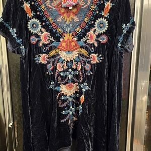 Johnny Was Black Embroidered Top